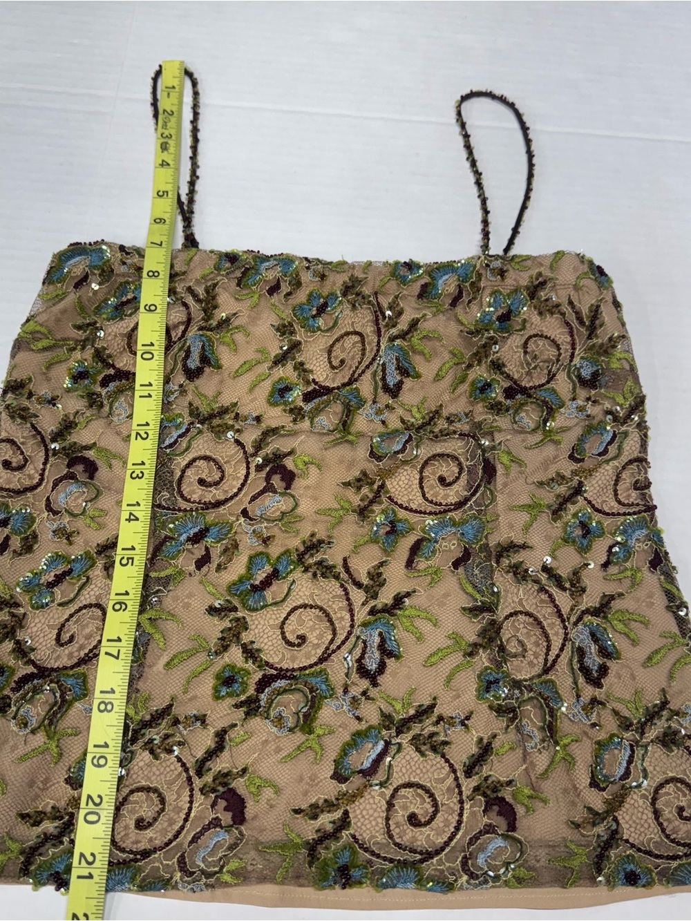 Vintage Savannah Studio Beaded Cami Top Y2K Size S Sequin Embroidered Mesh Fairy - Picture 16 of 16